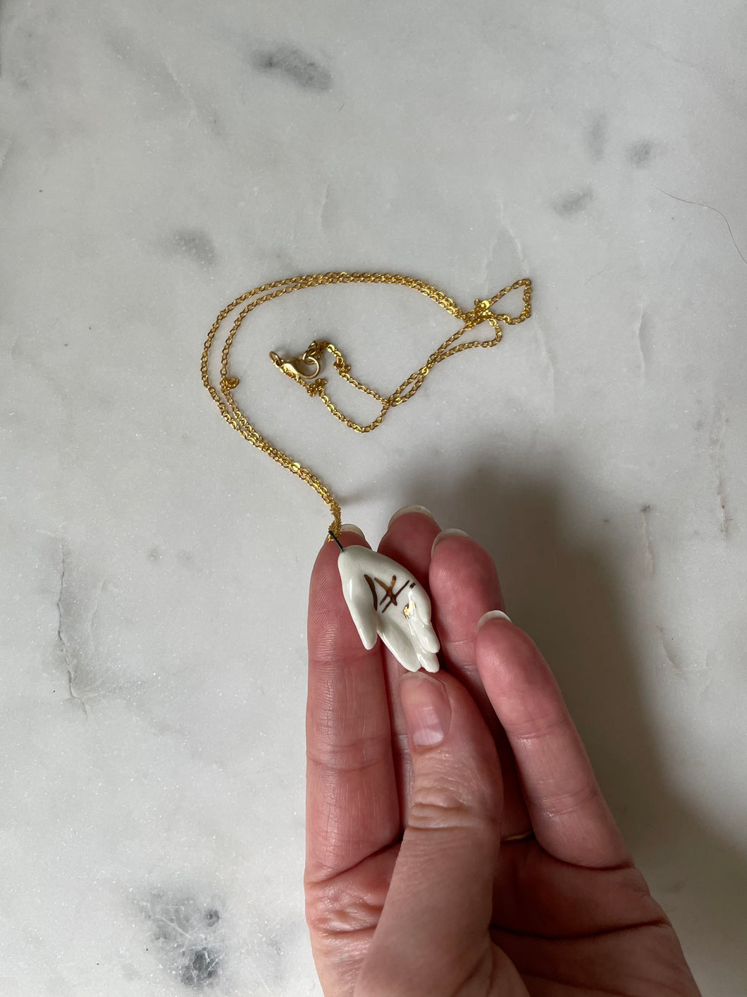 GOLDEN Palm Hand Pendent Necklace